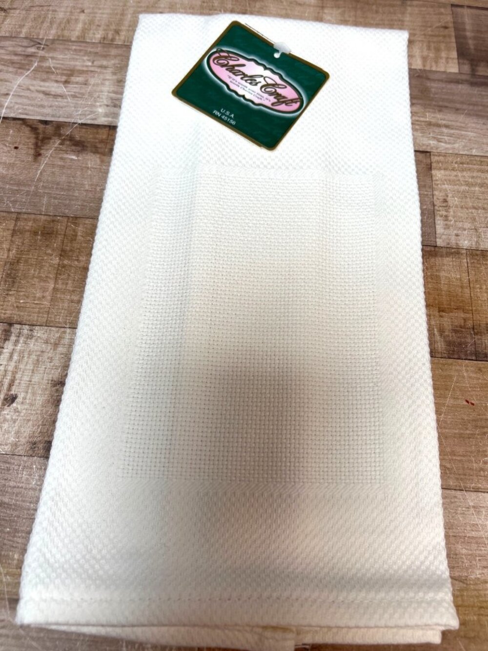 Charles Craft White Aida Cloth Kitchen Towel For Cross Stitch USA-Made